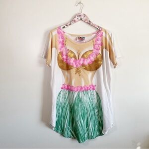 FUN2Wear Fantasies Bikini Hawaiian Tee Shirt Cover Up LA Prints Gag Gift Funny